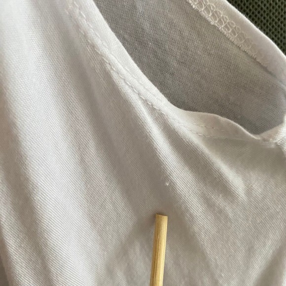 Eien Tank Top Large White Asymmetrical Back Slit Low Cowl Neckline - Picture 8 of 9